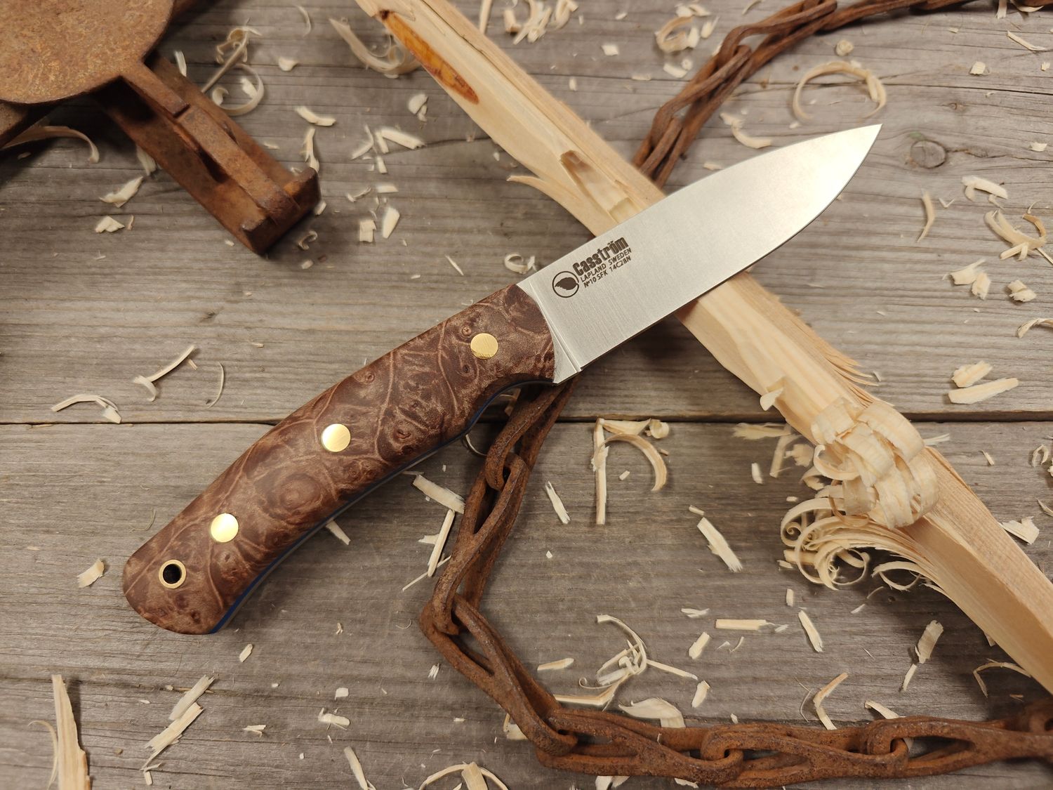 Casstrom No. 10 Swedish Forest Knife 4&quot; Fixed Blade / GNK Stabilized Maple / Satin 14C28N