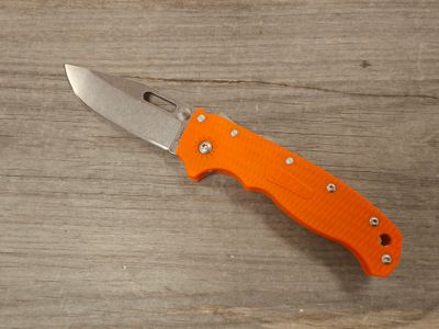 Demko AD20.5 3&quot; Clip Point Shark Lock  / Orange Grivory / Stonewash AUS-10