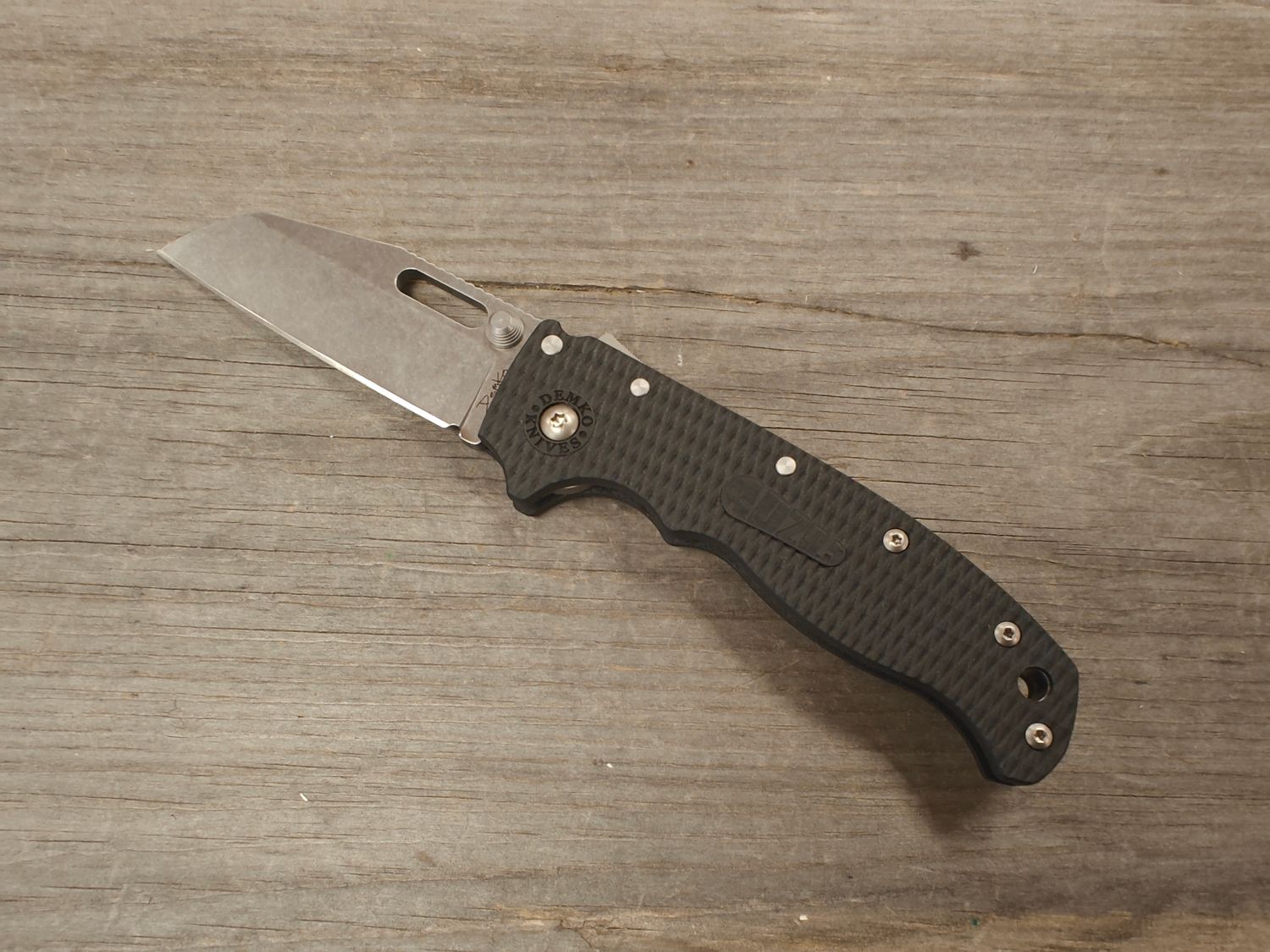 Demko AD20.5 3&quot; Wharncliffe Shark Lock / Black Grivory / Stonewash AUS-10