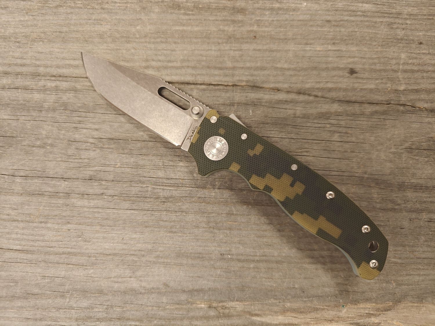 Demko Knives AD20.5 3&quot; Shark Lock Folder / Digicamo G10 / Stonewashed S35VN Clip Point
