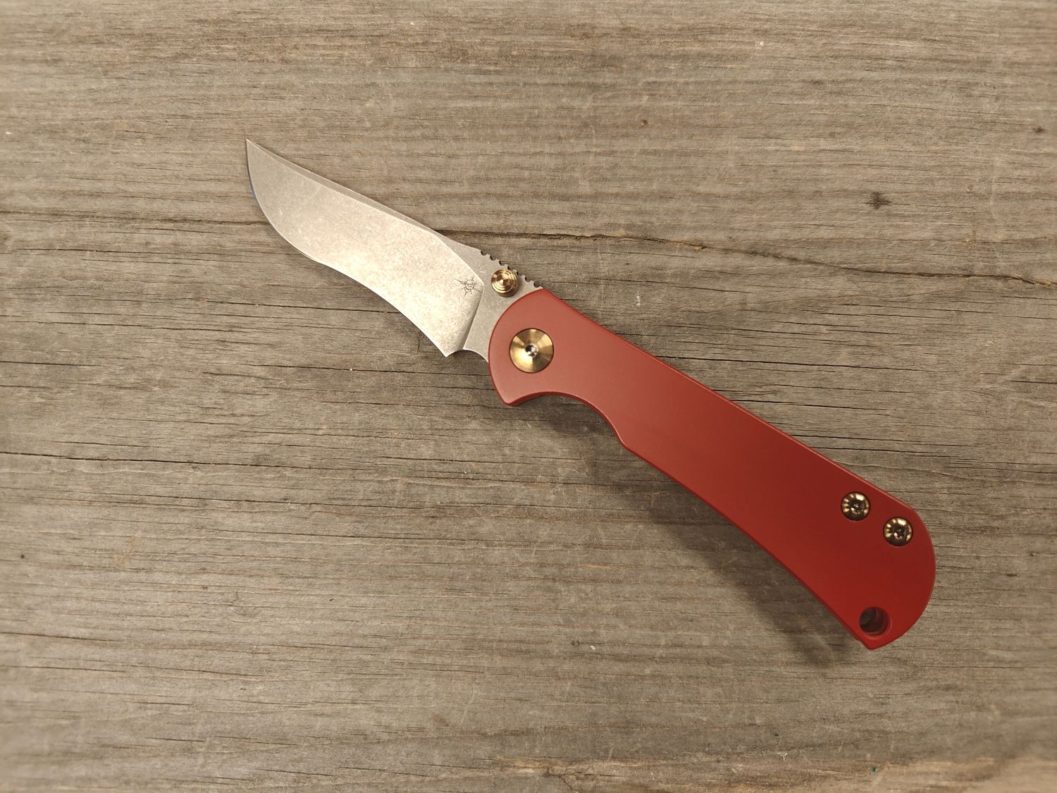 TOOR Knives Chasm 3.25” Recurve Framelock Folder / Ruby Titanium / Stonewashed CPM-154