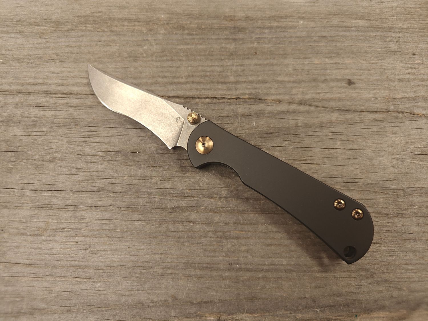 TOOR Knives Chasm 3.25” Recurve Framelock Folder / Black Titanium / Stonewashed CPM-154