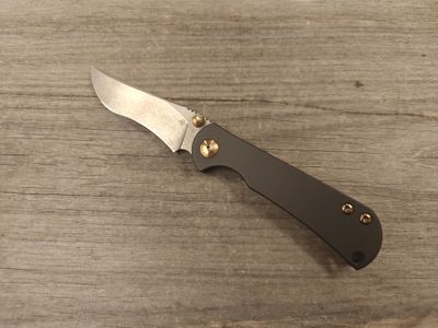 TOOR Knives Chasm 3.25” Recurve Framelock Folder / Black Titanium / Stonewashed CPM-154