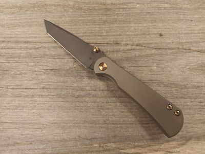 TOOR  Knives Merchant 3.75” Tanto Framelock Folder / Spanish Moss Green Titanium / Black S35V