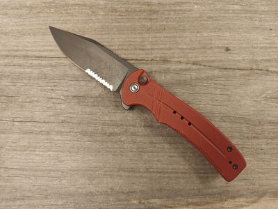 Civivi Cognet 3.5&quot; Partially Serrated Button Lock / Burgundy G10 / Blackwash 14C28N