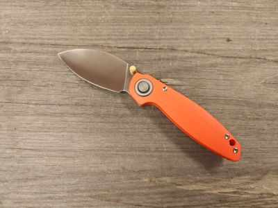 Vosteed Shilin Cutter 3&quot; Vanchor Lock Blade / Orange G-10 / Satin 154CM