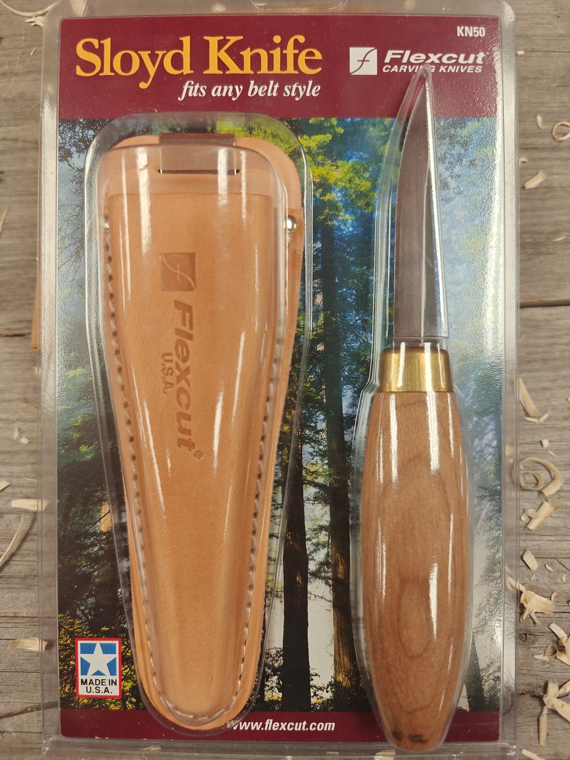 Flexcut Knives Sloyd 2.88&quot; Fixed Blade / Wood w/ Brass Collar / High Carbon 