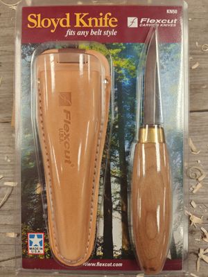 Flexcut Knives Sloyd 2.88&quot; Fixed Blade / Wood w/ Brass Collar / High Carbon 
