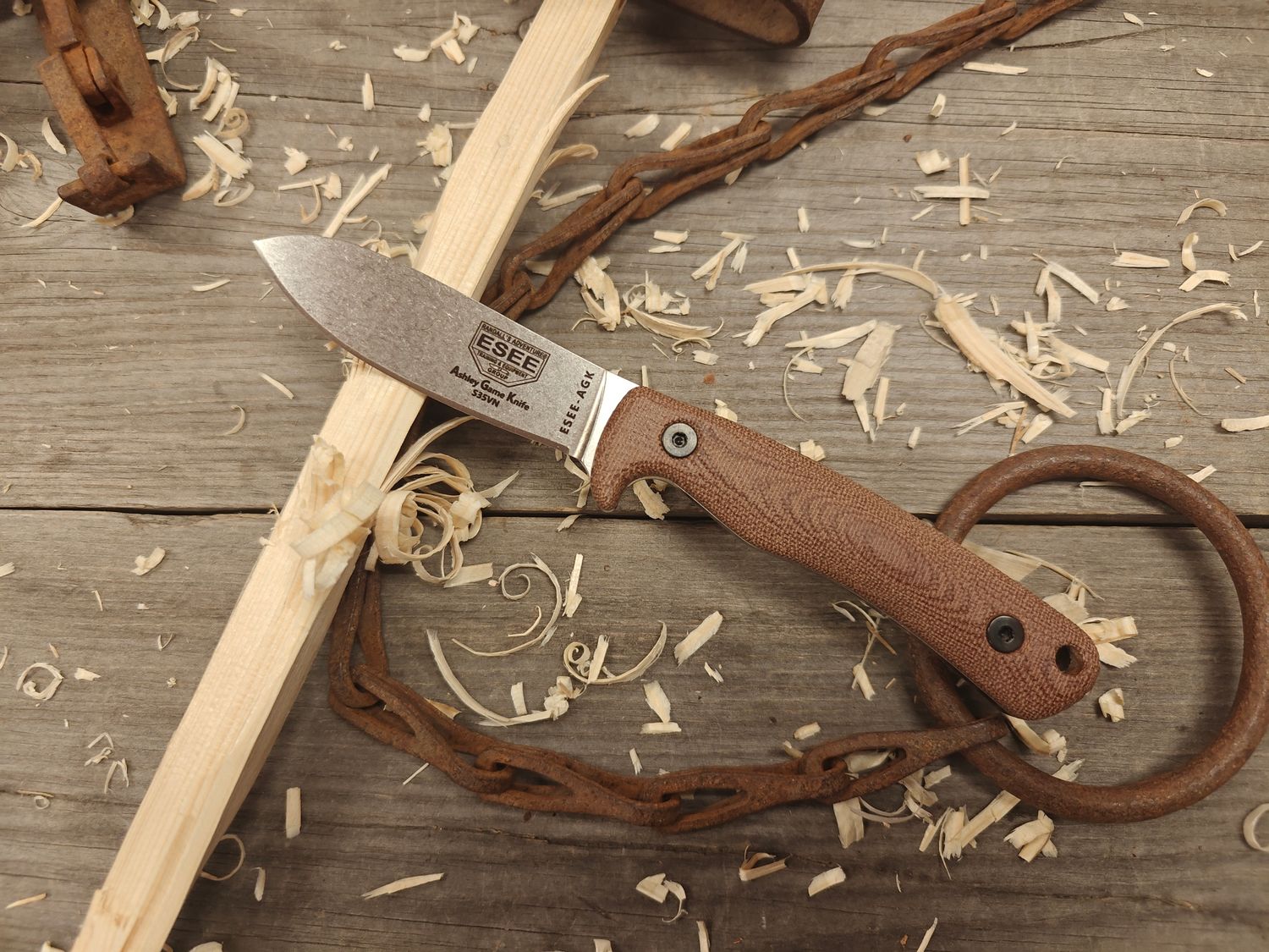 ESEE Knives Ashley Game Knife 3.5&quot; Fixed Blade / Brown Micarta / Stonewash S35VN