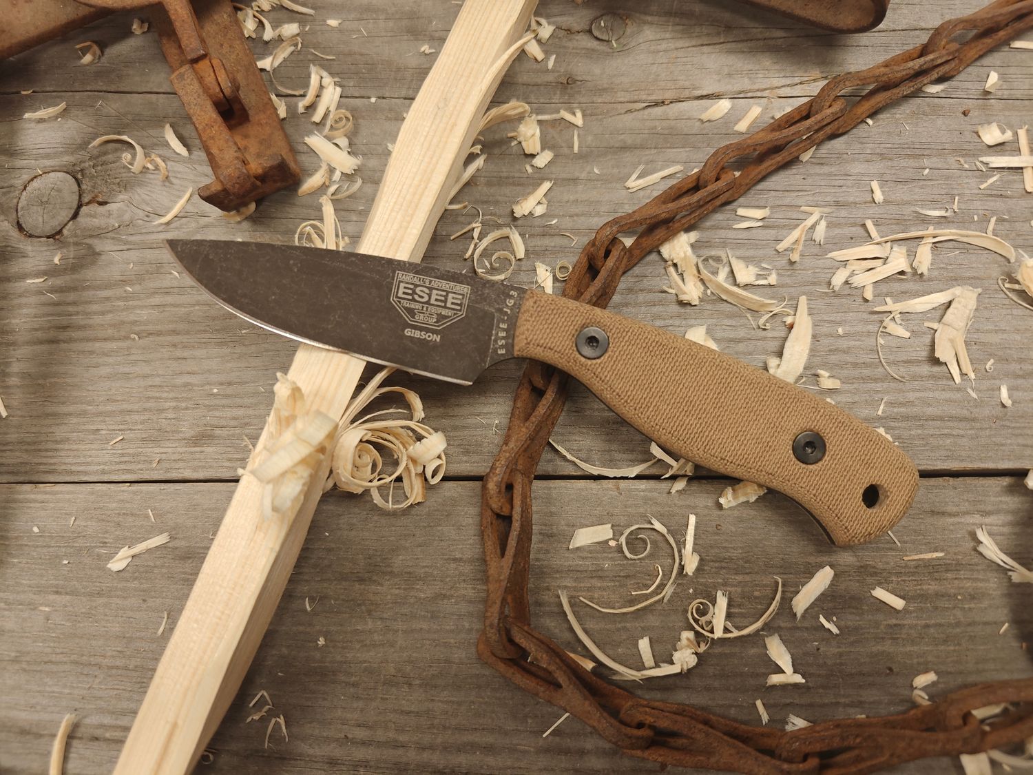 ESEE Knives Camp Lore James Gibson 3.5&quot; Fixed Blade Knife / Natural Micarta / Black Stonewash 1095