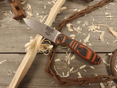 ESEE Knives Xancudo 3&quot; Fixed Blade Knife / Orange &amp; Black G10 / Stonewash S35VN