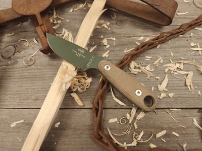 ESEE Knives Izula II 2.63&quot; Fixed Blade / Tan Canvas Micarta / OD Green Powder Coated 1095HC