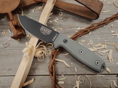ESEE Knives Model 3 3.5&quot;  Fixed Blade / Grey Micarta With Red Liner / Black 1095