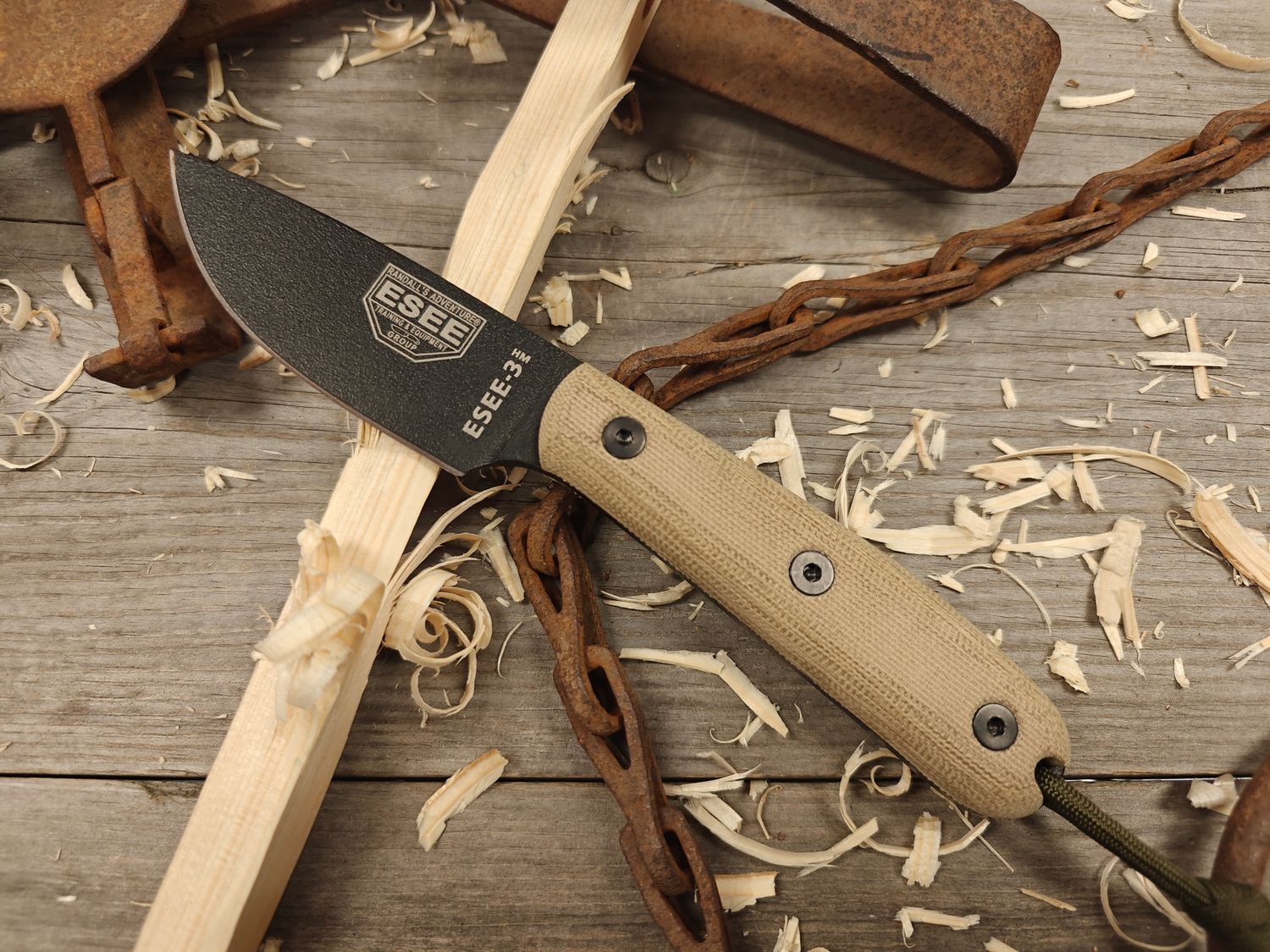 ESEE Model 3 3.625&quot; Fixed Blade / Tan Micarta / Black 1095