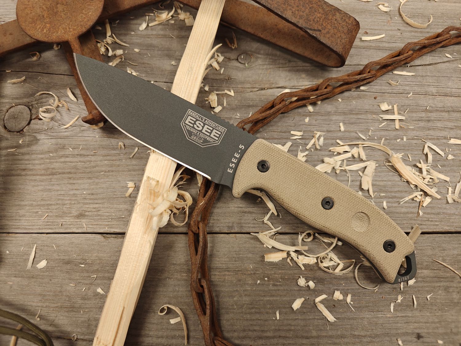 Esee Model 5 5&quot; Fixed Blade / Natural Micarta / Grey Coated 1095