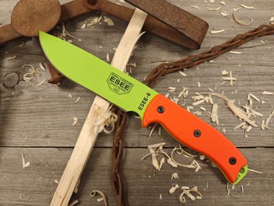 ESEE Knives Model 6 6.5&quot; Fixed Blade / Orange G10 / Venom Green 1095