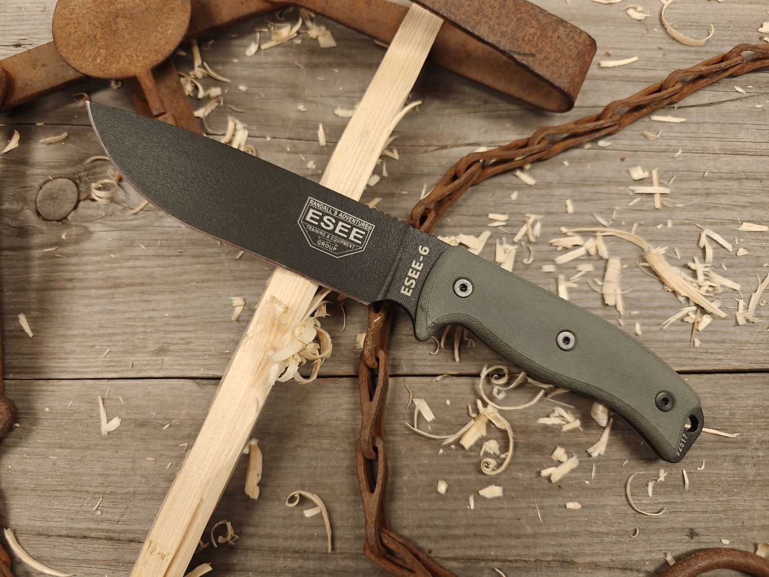 ESEE Model 6 6.5&quot; Fixed blade / Grey Micarta &amp; Red Liner / Black 1095