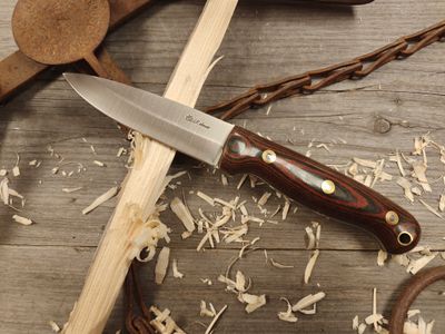 L.T. Wright GNS 4 1/4&quot; Fixed Blade / Red &amp; Black Micarta / Satin 3V (Pre- Owned)