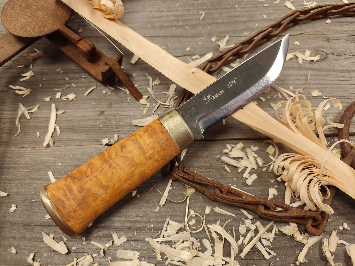 Kellam Grizzly 4.5&quot; Fixed Blade / Curly Birch / SPT High Carbon Steel (Pre-Owned)