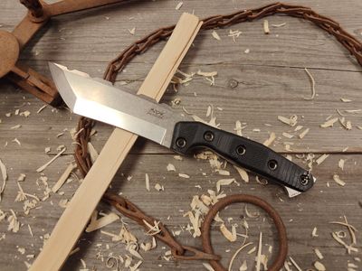 3DK Amuk 6&quot; Fixed Tanto Point, Elmax Blade / Black G10 / V1 Scales / Kryptek Kydex Sheath