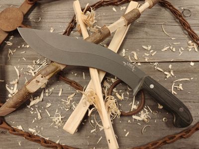 GNK &amp; Lance Knives Big Su Kukri 11&quot; Fixed Blade / Black Micarta  / Tungsten Cerakote AEB-L