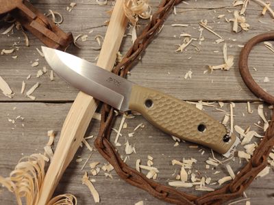 3DK Fuukko 3.75&quot; Fixed Blade, N690 Blade / Desert Tan G10 / DTA Texture / Tan Kydex