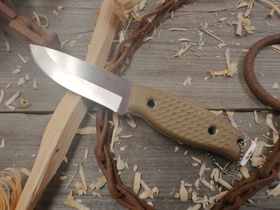 3DK Fuukko 3.75&quot; Fixed Blade, N690 Blade / DT G10 / DTA Texture / Leather Sheath