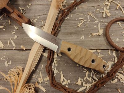 3DK Fuukko 3.75&quot; Fixed Blade, N690 Blade / DT G10 / Chugach Texture / Leather Sheath