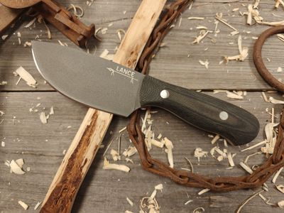GNK &amp; Lance Knives Kamishak 4.75&quot; Fixed Blade / Black Micarta  / Tungsten Cerakote AEB-L