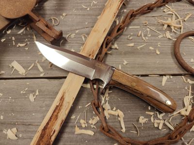 John Fish Knives 4.75&quot; Fixed Blade / Brass Bolster and Mammoth Ivory / Mirror Finish 440C (#009)