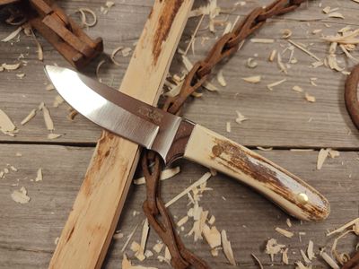 John Fish Knives 3.5&quot; Fixed Blade / Brass Bolster and Mammoth Ivory / Mirror Finish 440C (#007)