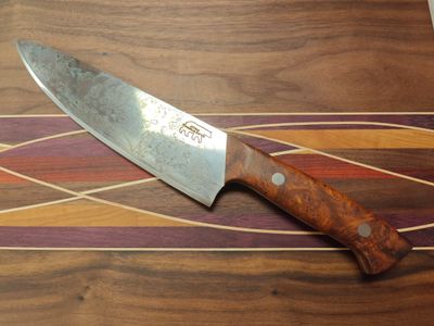 Wood Bear Knives 7.5&quot; Chef Knife / Ironwood / Patinated 5/32&quot; 52100