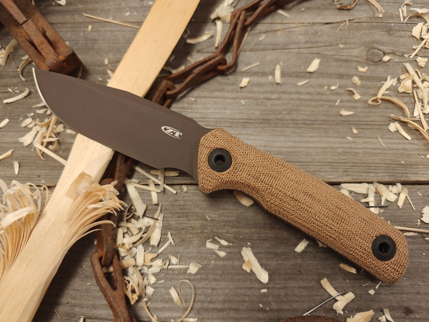 Zero Tolerance 0004 4.25&quot; Fixed Blade / Tan Canvas Micarta / Dark Bronze Cru-Wear