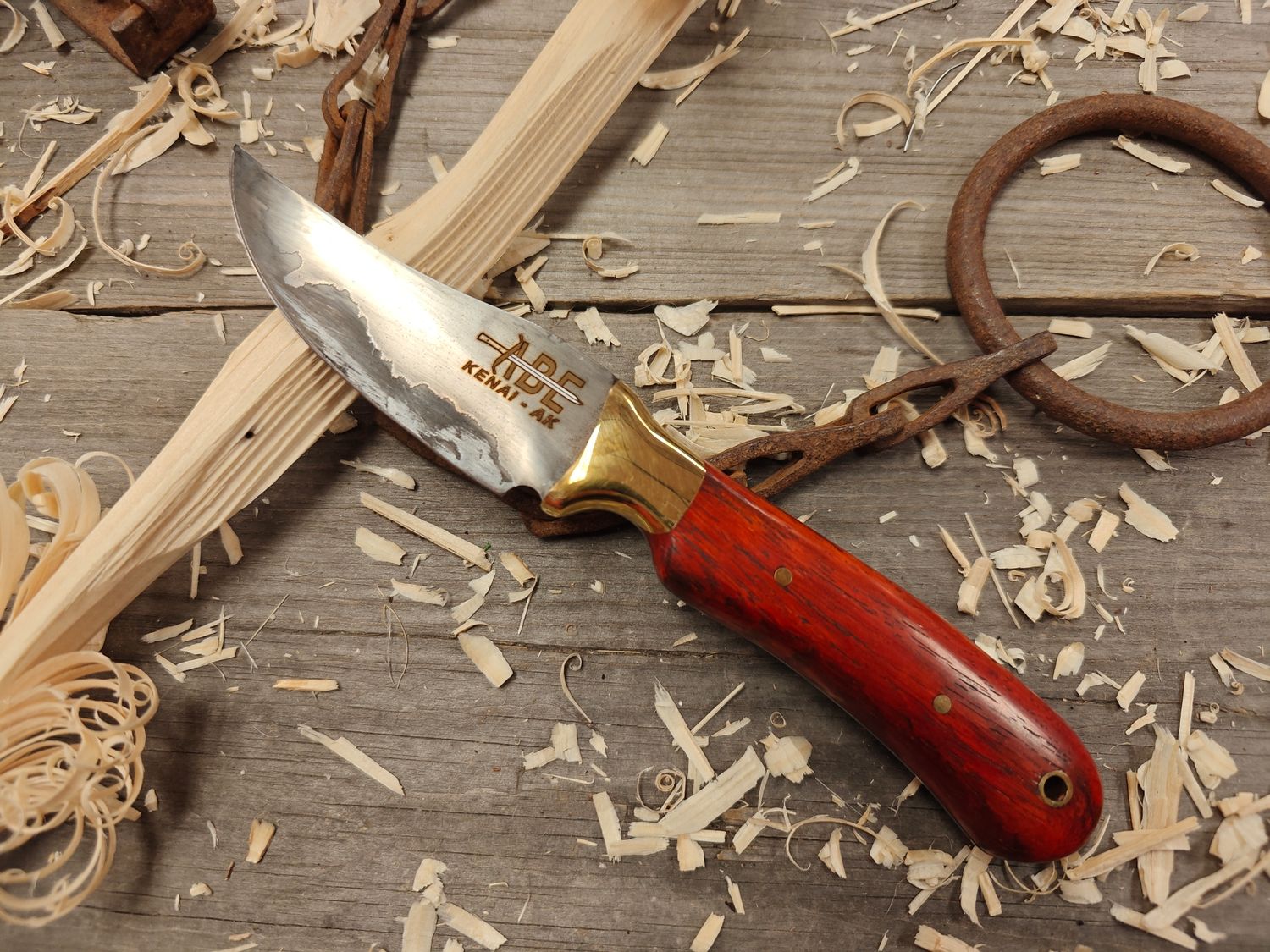 ABE Knives 3.5&quot; Fixed Blade / Padauk w/ Brass Bolster / San Mai 80Crv2 &amp; 15n20