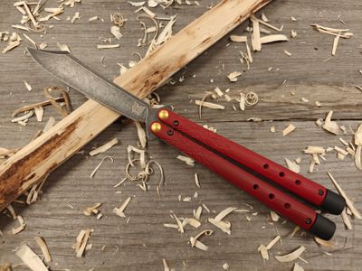 Benchmade Necron 4.6&quot; Balisong / Ruby Red G10 / Black Stonewash S30V (Pre-Owned)