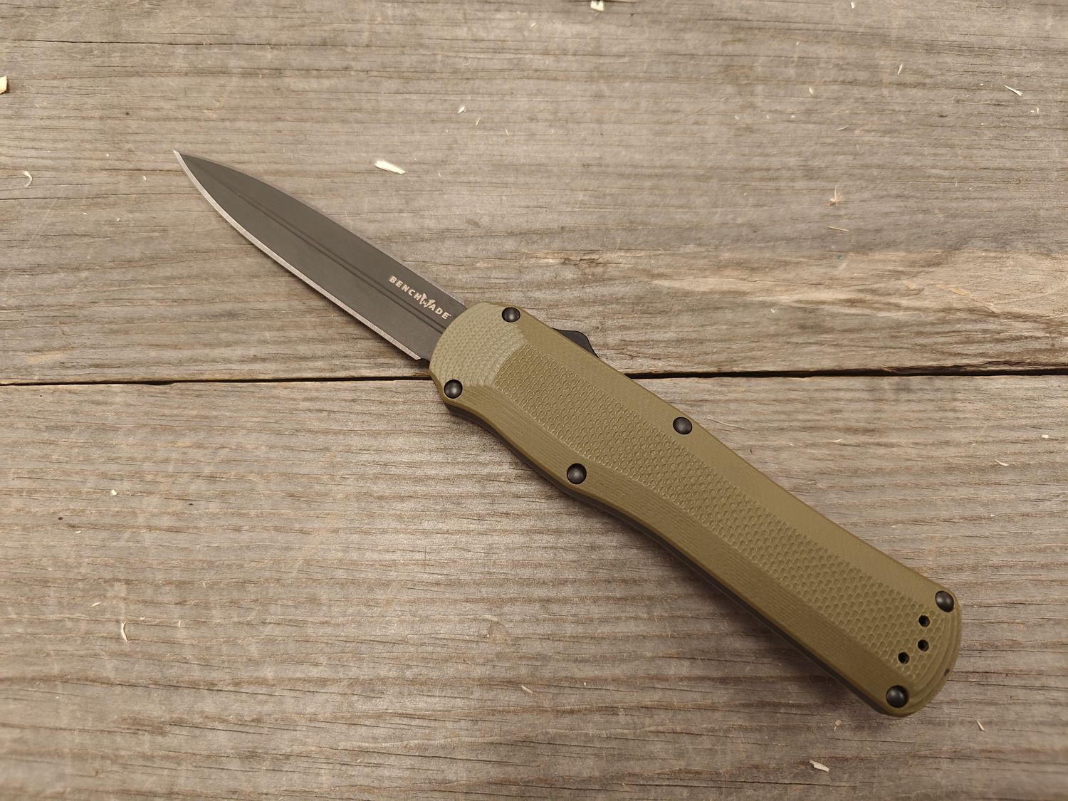 Benchmade Autocrat 3.71&quot; Double Edge OTF Automatic Knife / OD Green G10 / Black CPM-S30V
