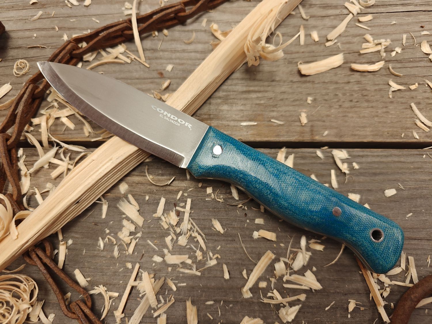 Condor Aqualore 4.25&quot; Fixed Blade Knife / Denim Micarta / Sandblasted 14C28N