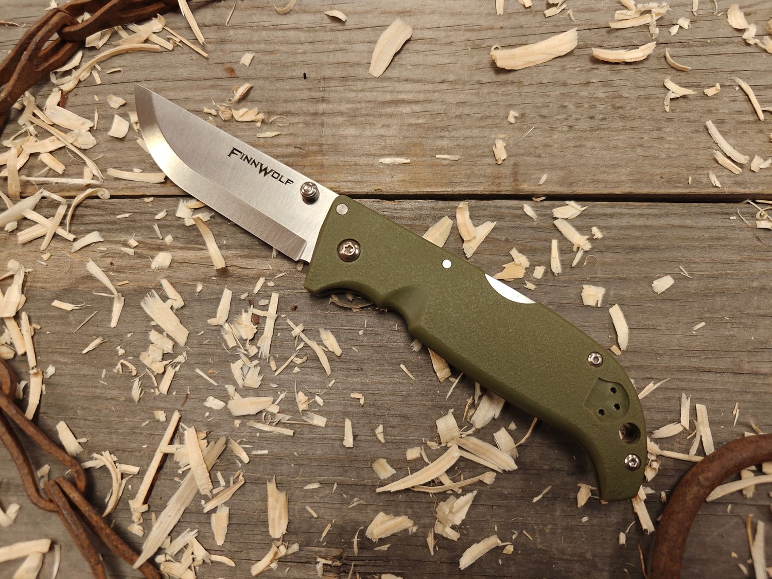 Cold Steel Finn Wolf 3.5&quot; Lockback / OD Green Griv-ex / Satin AUS-8