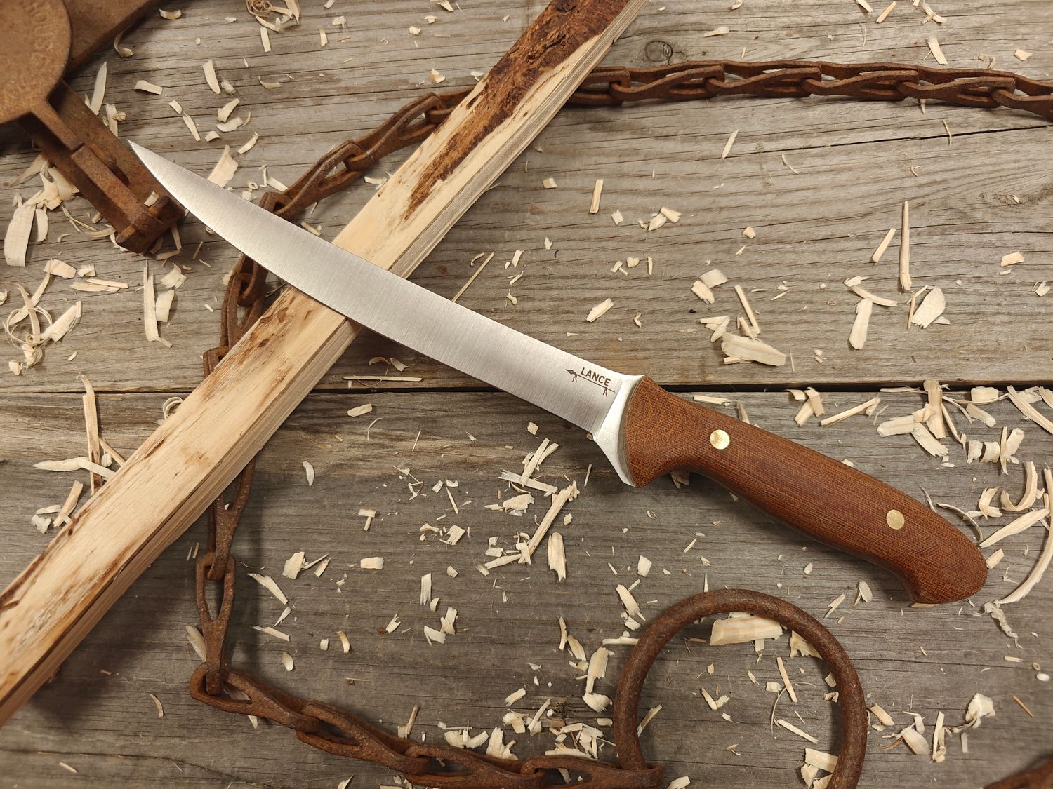 GNK &amp; Lance Knives Chitina 8&quot; Fillet Knife / Natural Micarta / Satin AEB-L