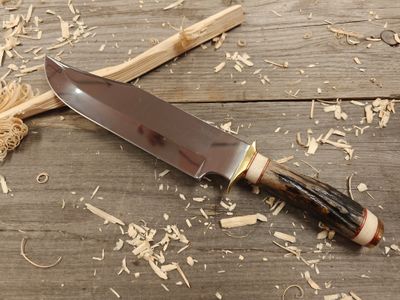 Jack B. Harrison Bowie 9&quot; Fixed Blade / Stag / Polished 440C