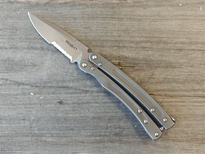 Bradley Mayhem 3.75&quot; Balisong / Titanium / Partially Serrated Satin S30V (Pre-Owned)