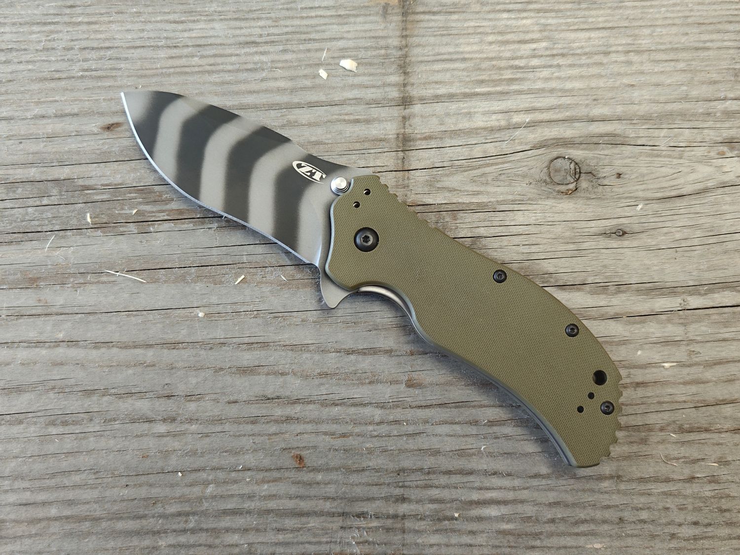 Zero Tolerance 0350 3.25&quot; Assisted Flipper / OD Green G10 / Tiger Stripe Magnacut