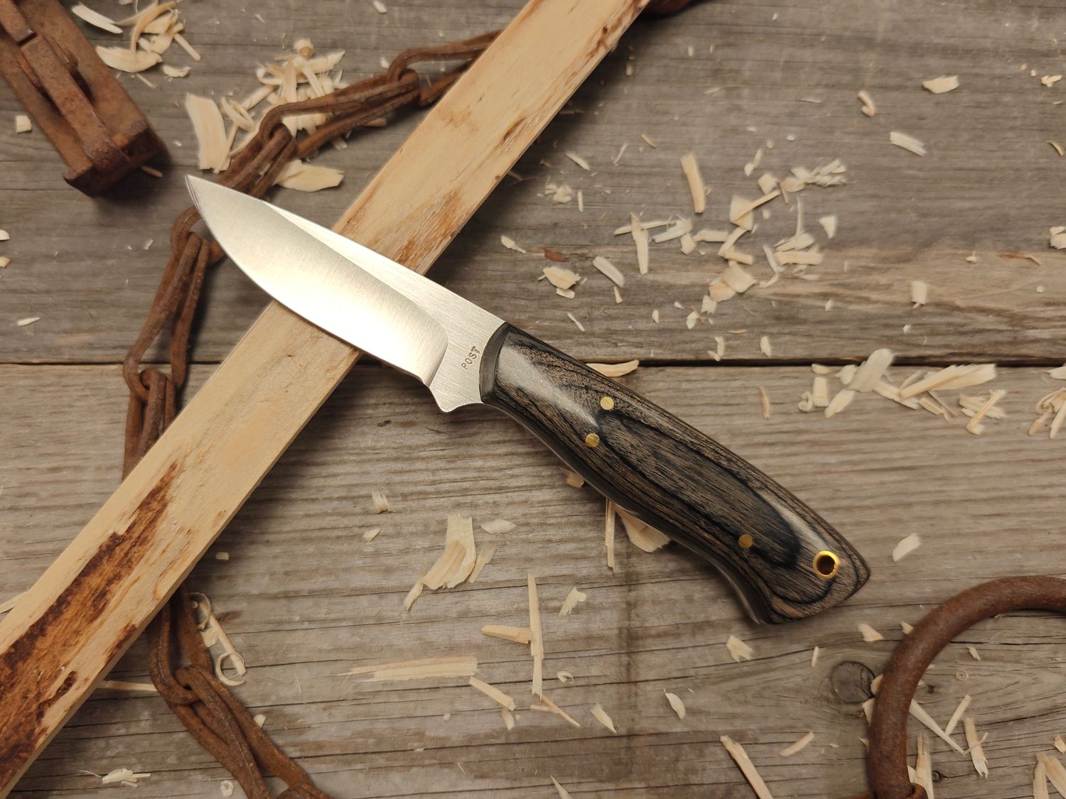 Ron Post Knives Mini Skinner 3&quot; Fixed Blade / Assorted Dymondwood / Satin CPM-154