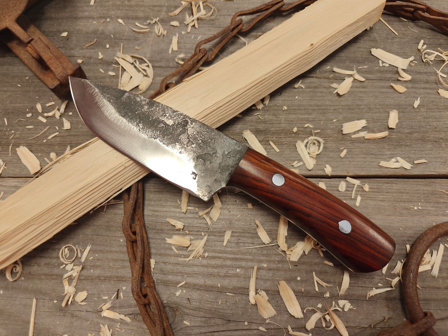 Jeff Owens 4.5&quot; Fixed Blade / Cocobolo / Forge Finished 5160