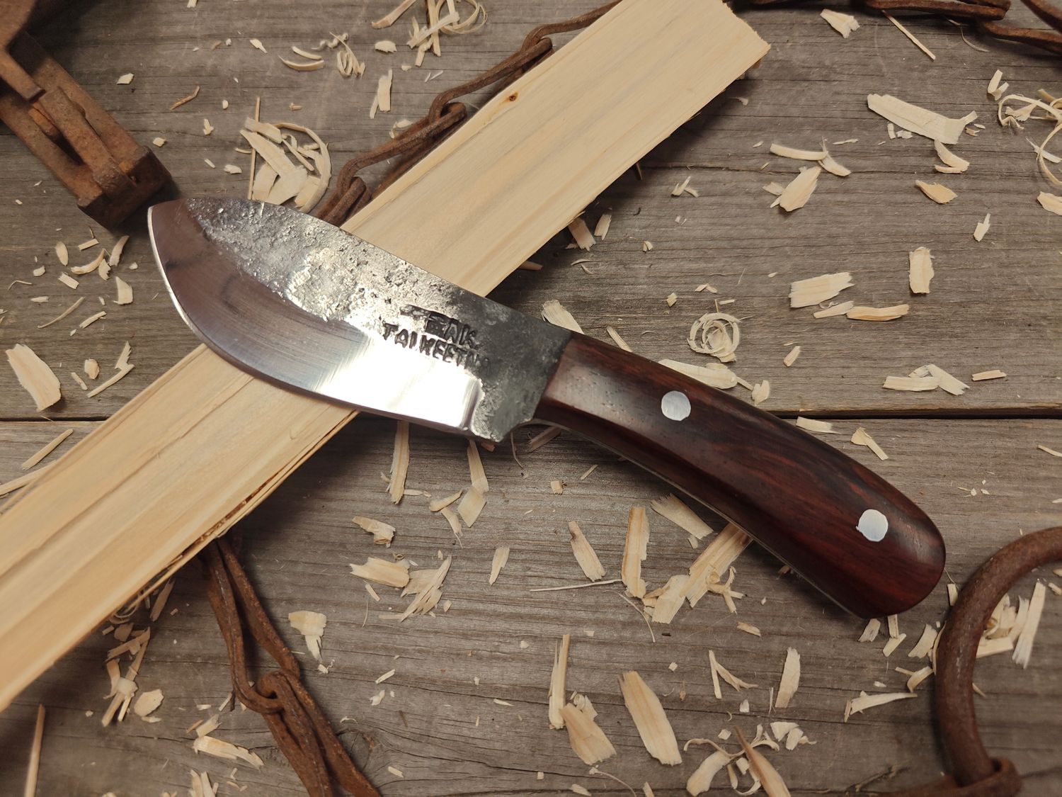 Jeff Owens 4&quot; Fixed Blade / Cocobolo / Forge Finished 5160