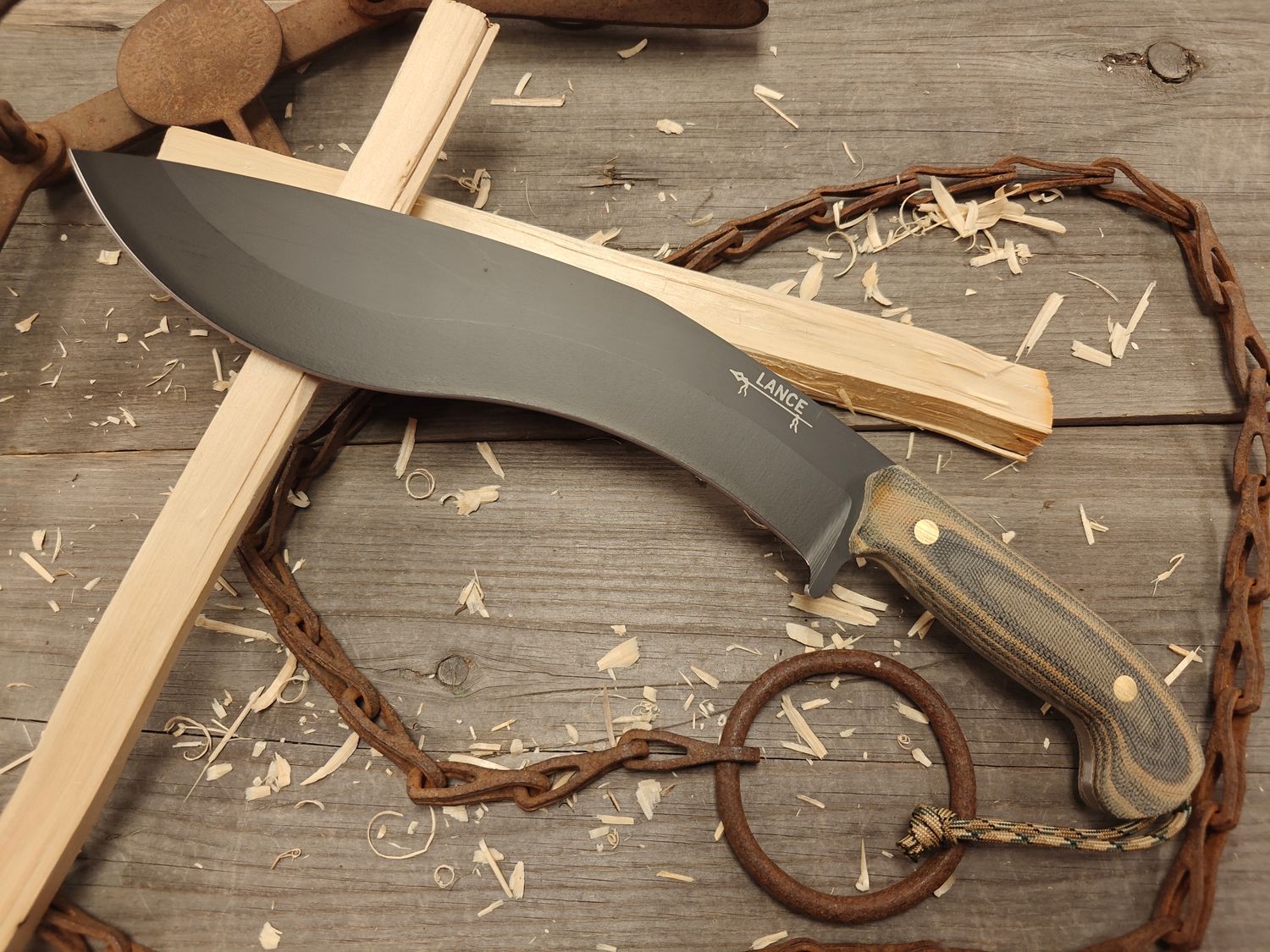GNK & Lance Knives Big Su Kukri 11" Fixed Blade / Camo Micarta / Black Cerakote AEB-L GNK & Lance Knives Big Su Kukri 11" Fixed Blade / Camo Micarta / Black Cerakote AEB-L