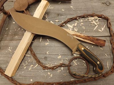 GNK &amp; Lance Knives Big Su Kukri 11&quot; Fixed Blade / Camo Micarta / Burnt Bronze Cerakote AEB-L