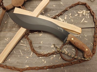 GNK &amp; Lance Knives Big Su Kukri 11&quot; Fixed Blade / Natural Micarta / Black Cerakote AEB-L