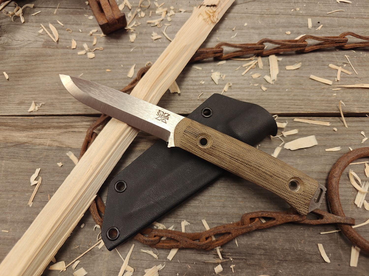 Sigma Survival School 3.75&quot; &quot;SIGMORA&quot; Fixed Blade / Natural Micarta / Satin Scandi Ground 3V ( Pre Owned )
