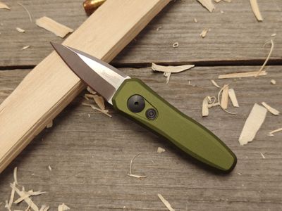 Kershaw Launch 4 1.9&quot; Button Lock Auto / OD Green Aluminum / Satin CPM-154